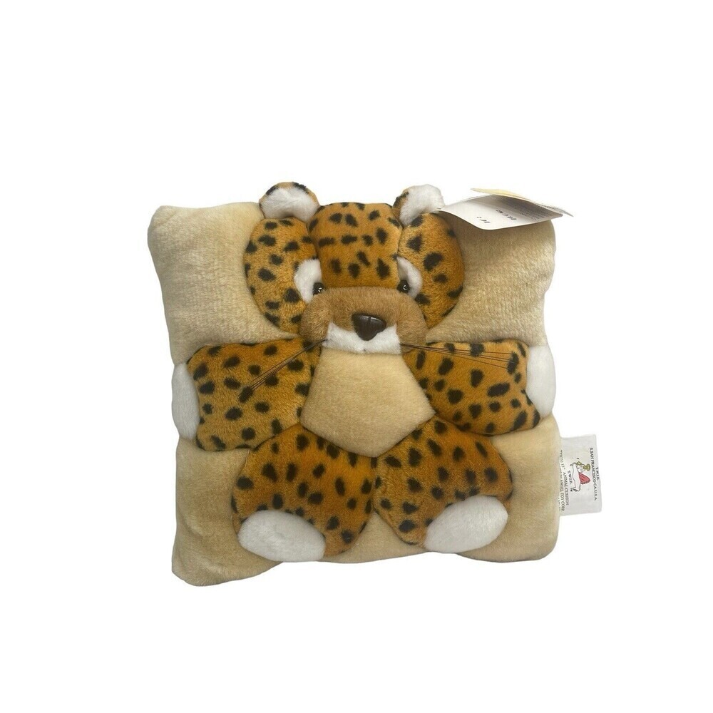 Vintage T.W.I.E. Plush Cheetah 1998 Pillow Square 12”